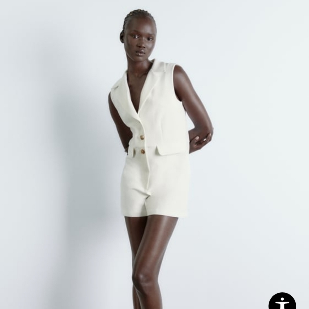 Zara blazer style jumpsuit shorts size   XS NWT
